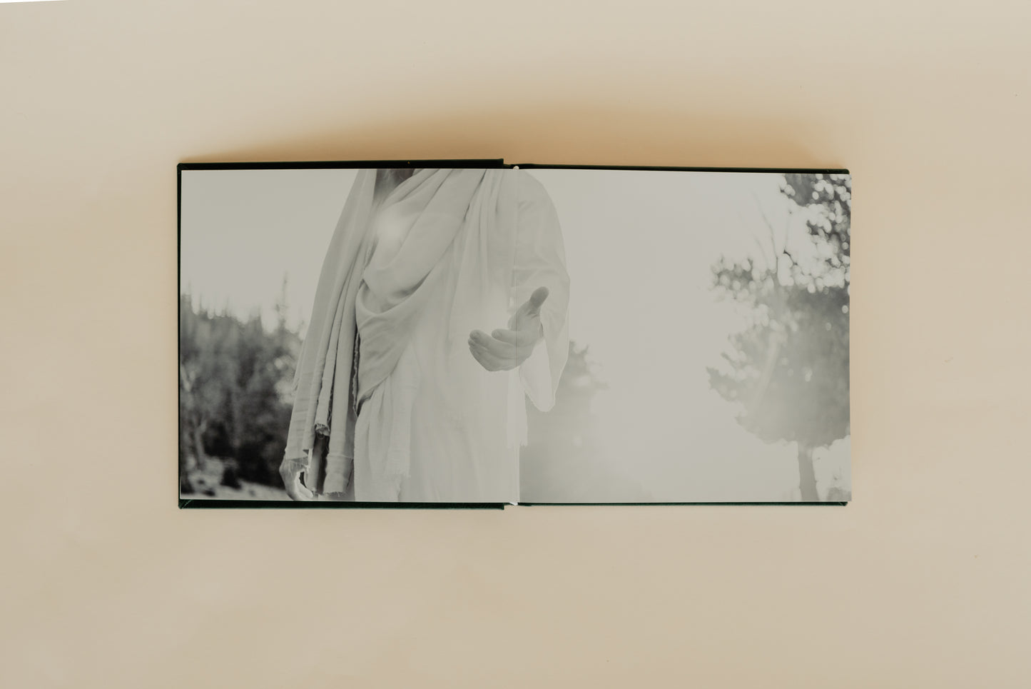 Interior pages of luxury Christ themed coffee table book