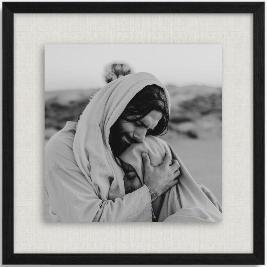 Print: Arms of His Love Framed Linen